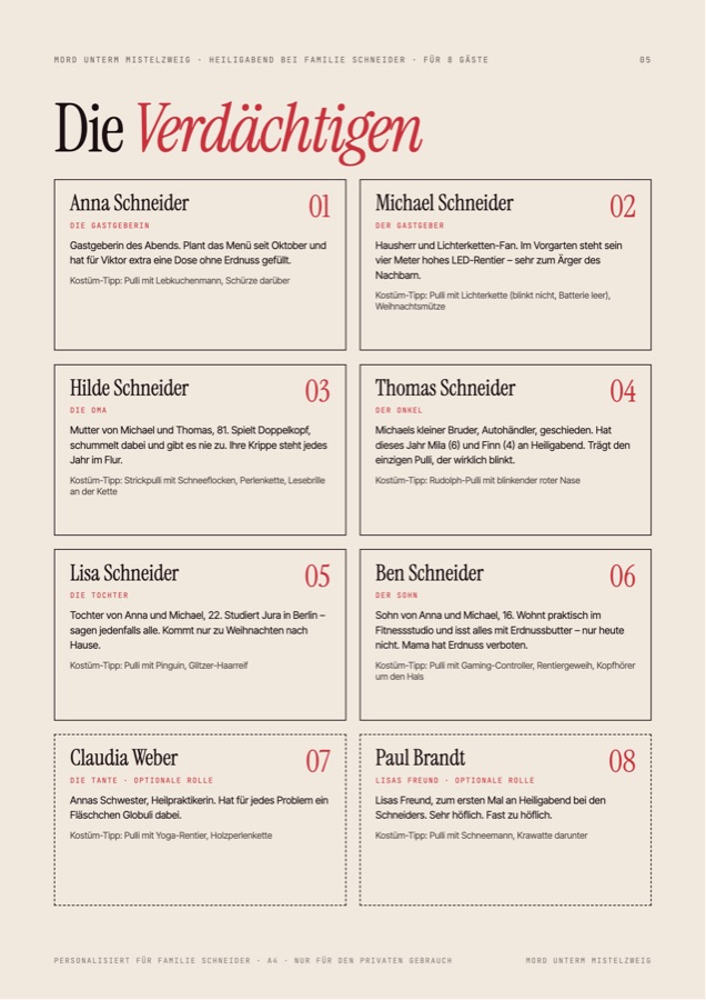 Beispielseite Weihnachten suspects